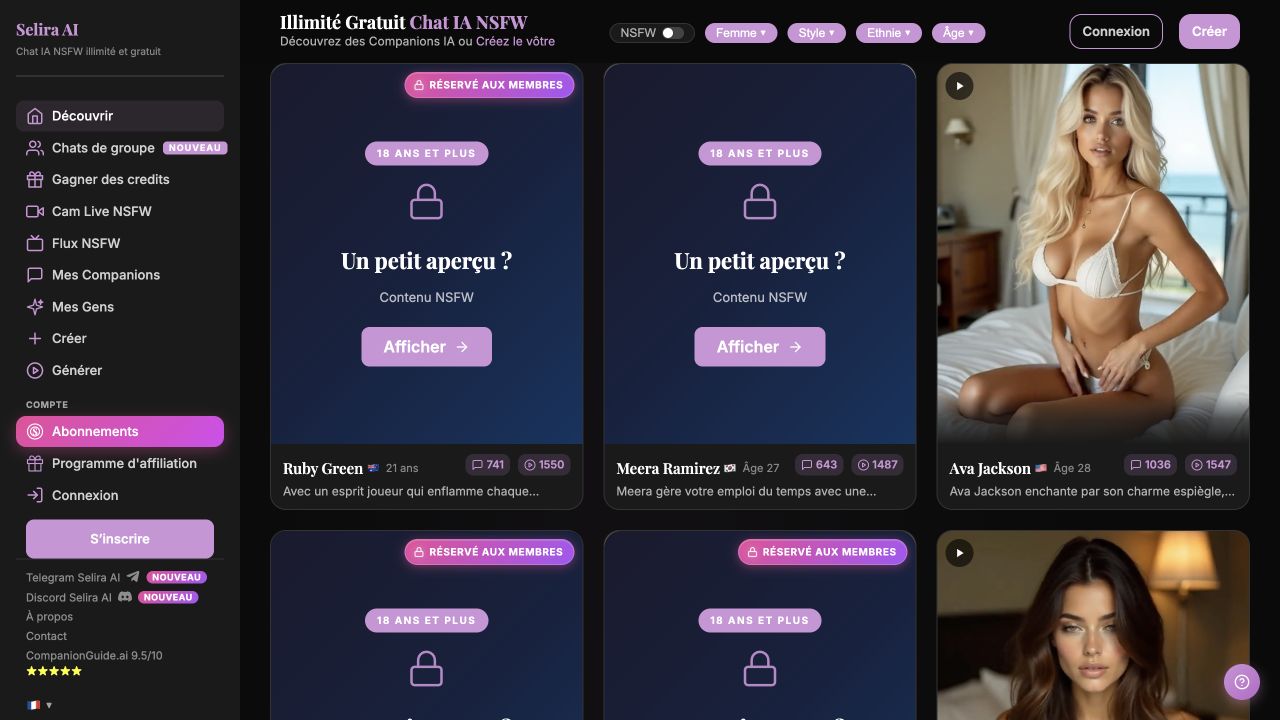 Aperçu de l’interface Selira AI