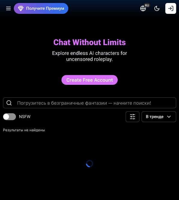 Aperçu de l’interface SpicyChat